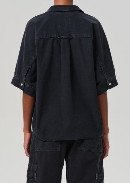 Claire Origami Shirt in Washed Black back