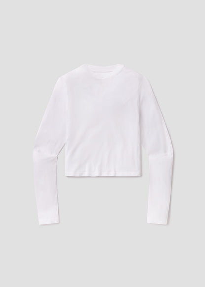 Sabine Cropped Long Sleeve in White flat