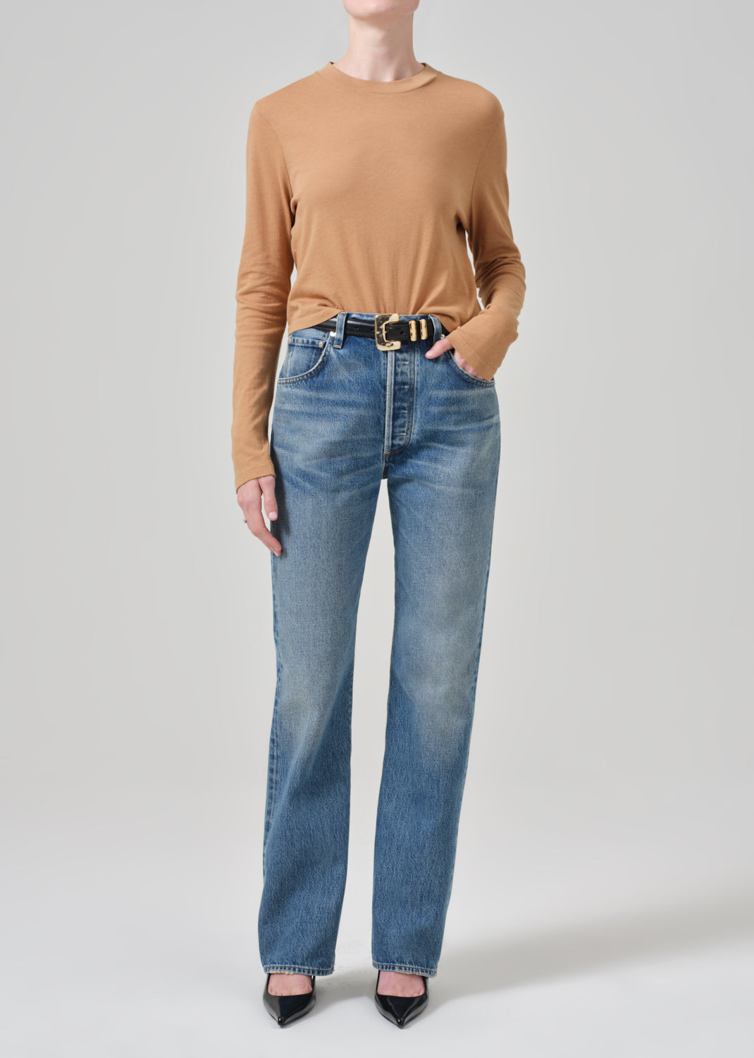 Sabine Cropped Long Sleeve in Ambra full front