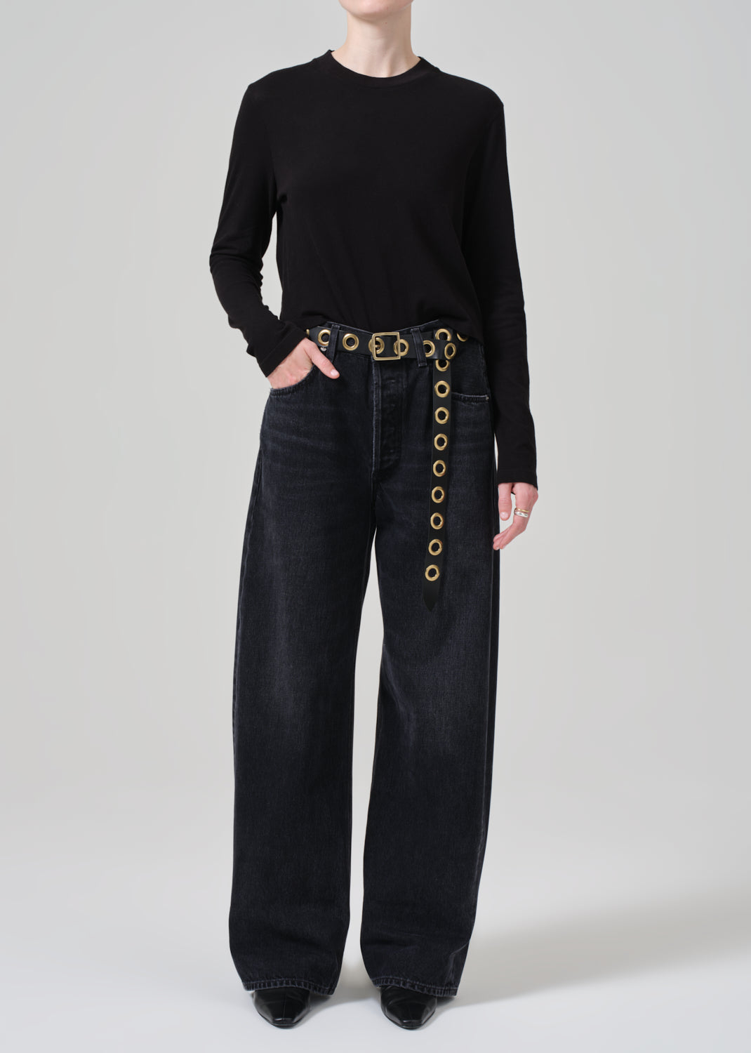 Sabine Cropped Long Sleeve in Black full front