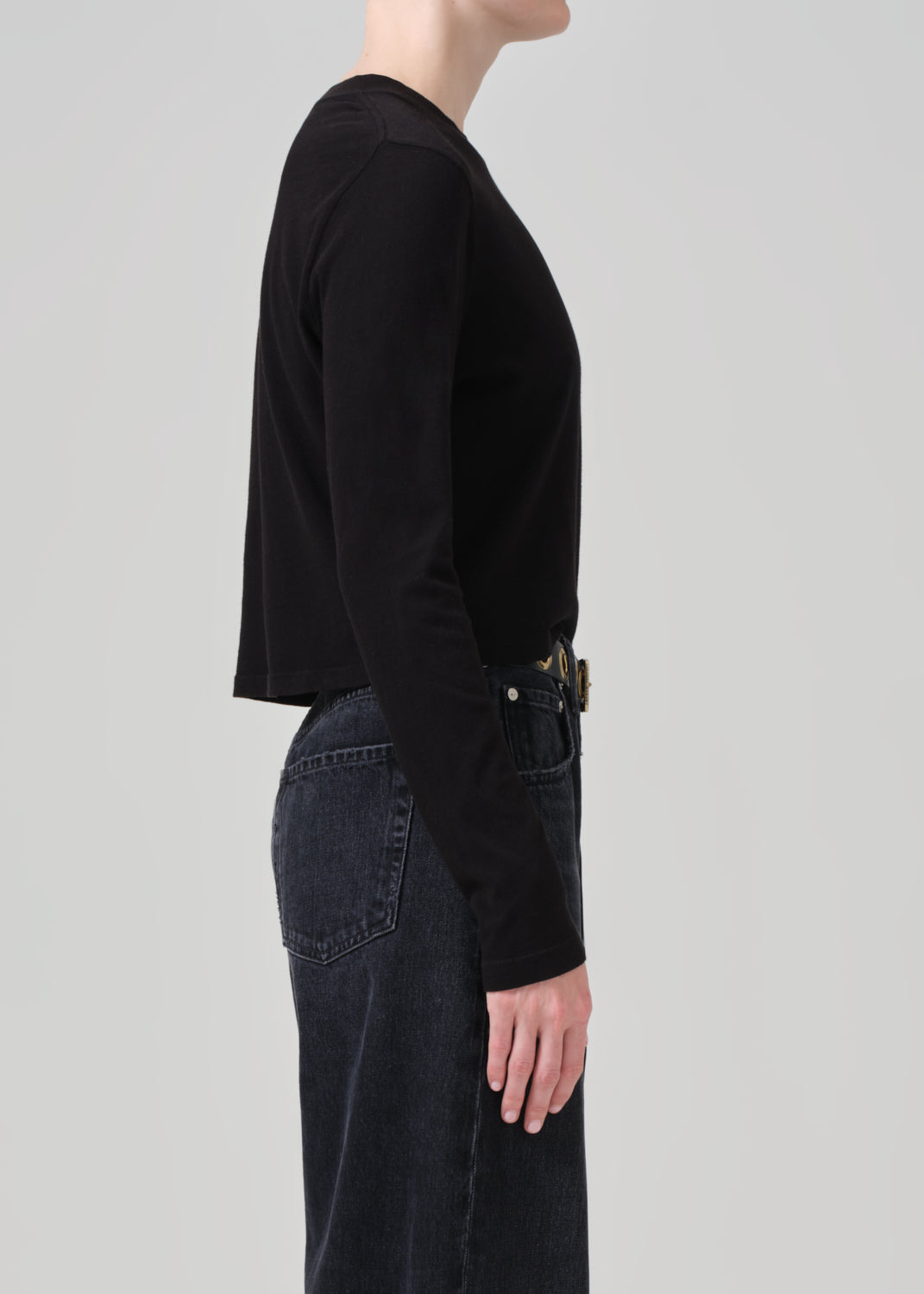 Sabine Cropped Long Sleeve in Black side