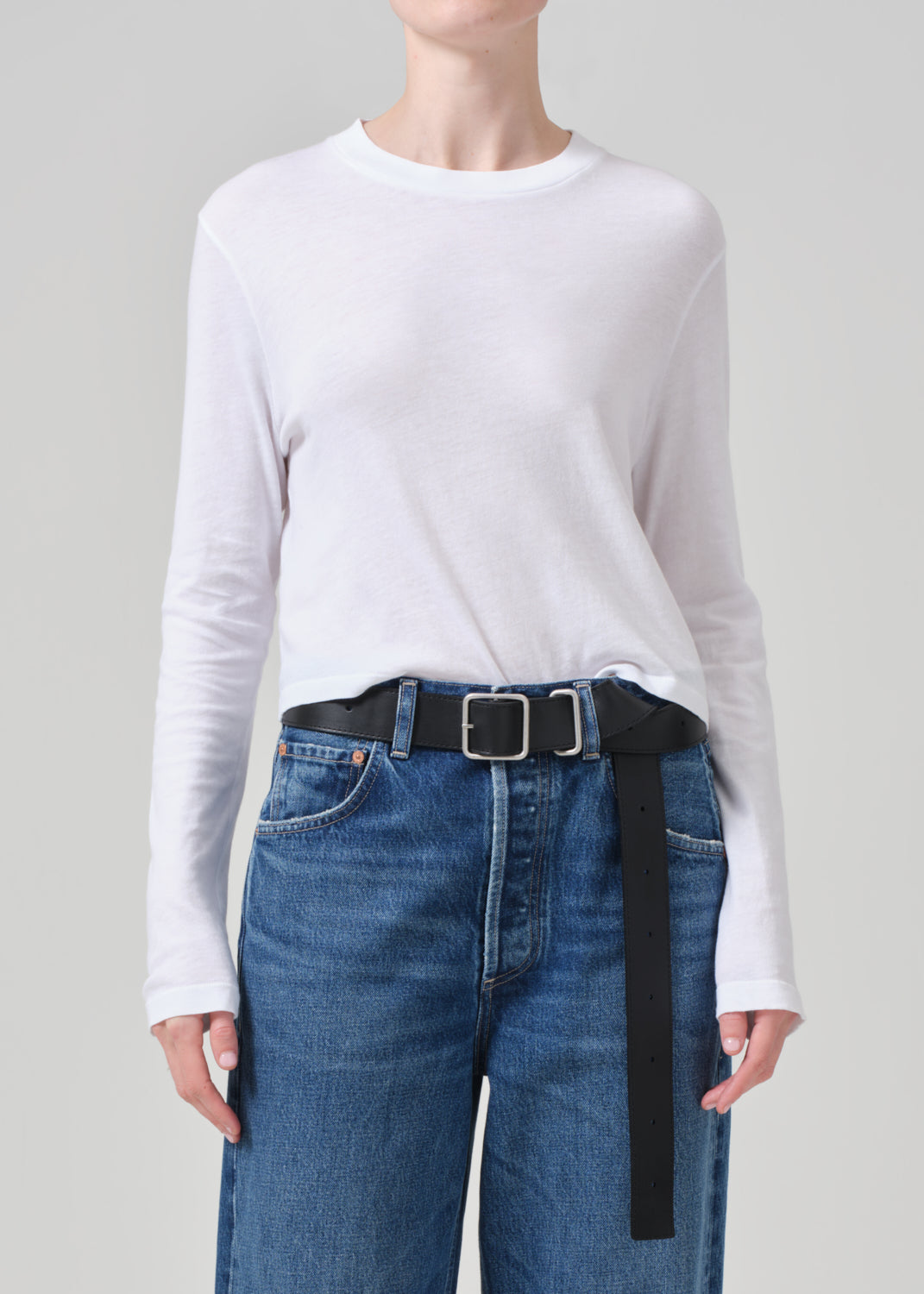 Sabine Cropped Long Sleeve in White front