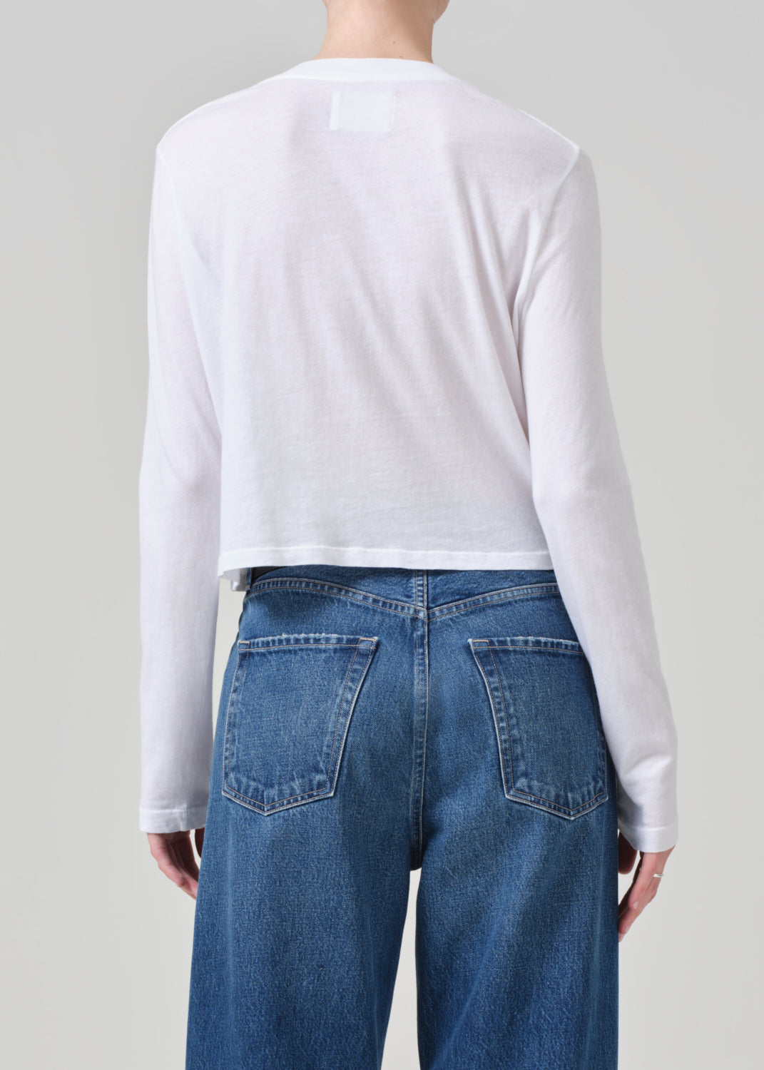 Sabine Cropped Long Sleeve in White back