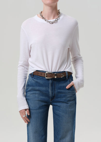 Sabine Cropped Long Sleeve in White front