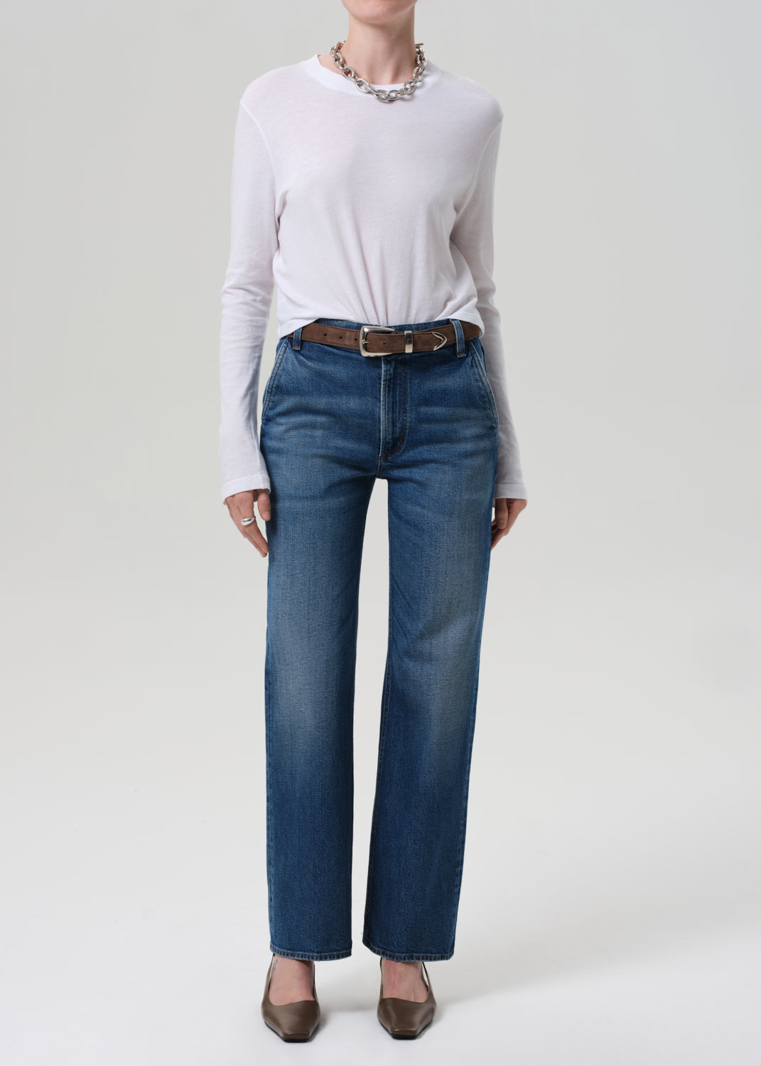 Sabine Cropped Long Sleeve in White front