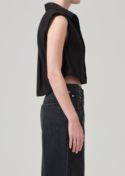 Anders Sleeveless With Shoulder Pads in Black