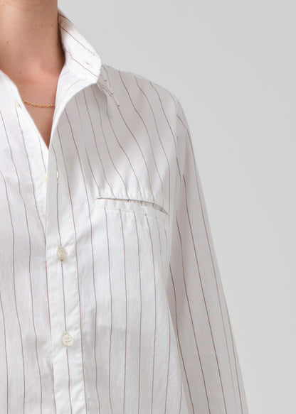 Fino Cropped Shirt in Clove Stripe detail