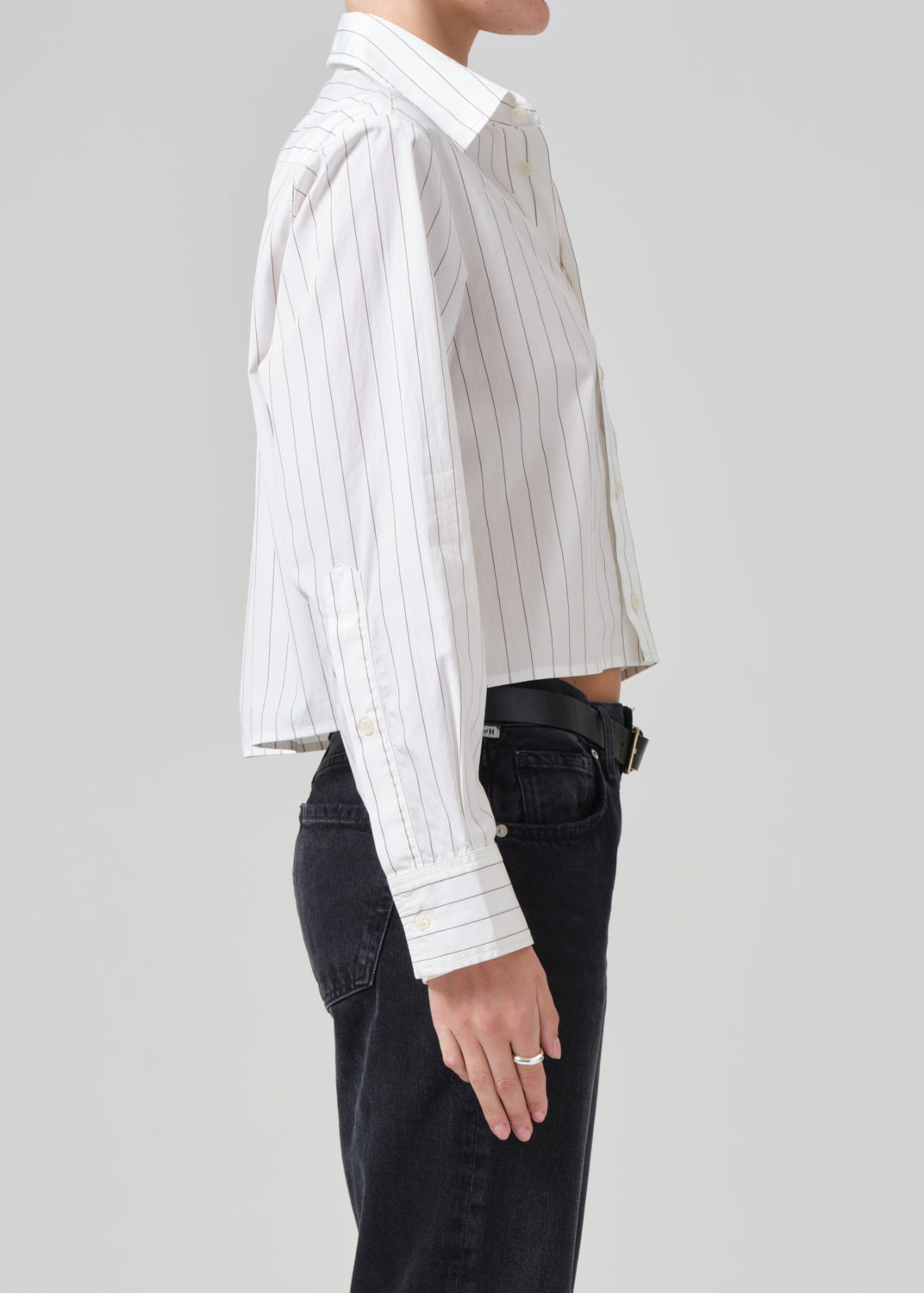 Fino Cropped Shirt in Clove Stripe side