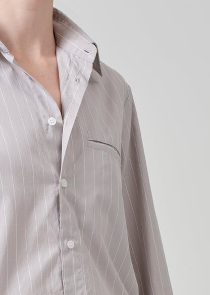 Fino Cropped Shirt in Tailor Grey Stripe detail