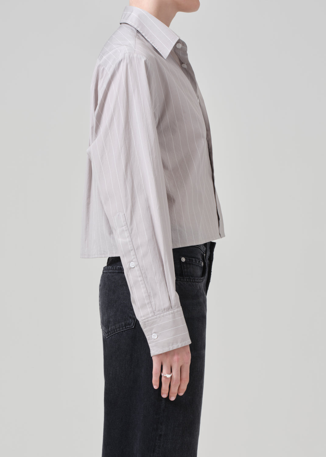 Fino Cropped Shirt in Tailor Grey Stripeside