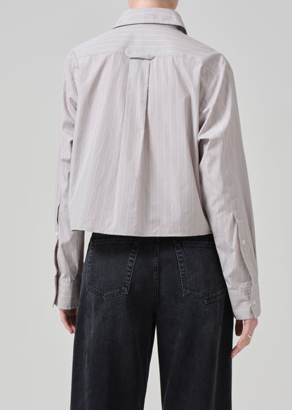 Fino Cropped Shirt in Tailor Grey Stripe back