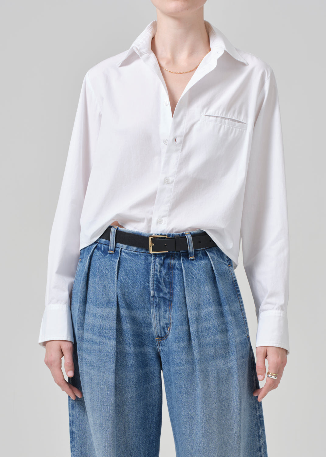 Fino Cropped Shirt in Optic White front