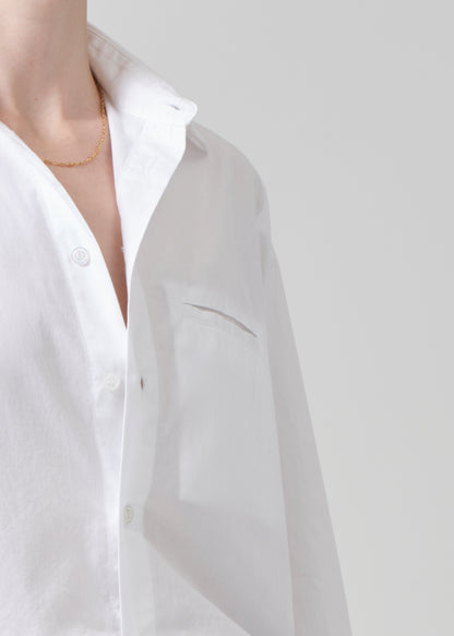 Fino Cropped Shirt in Optic White detail