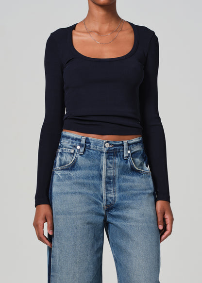 Rumi Scoop Neck in Navy front