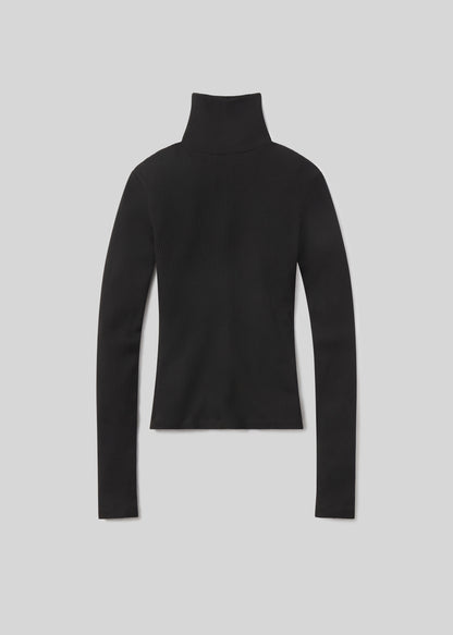 Caradene Rib Turtleneck in Black flat