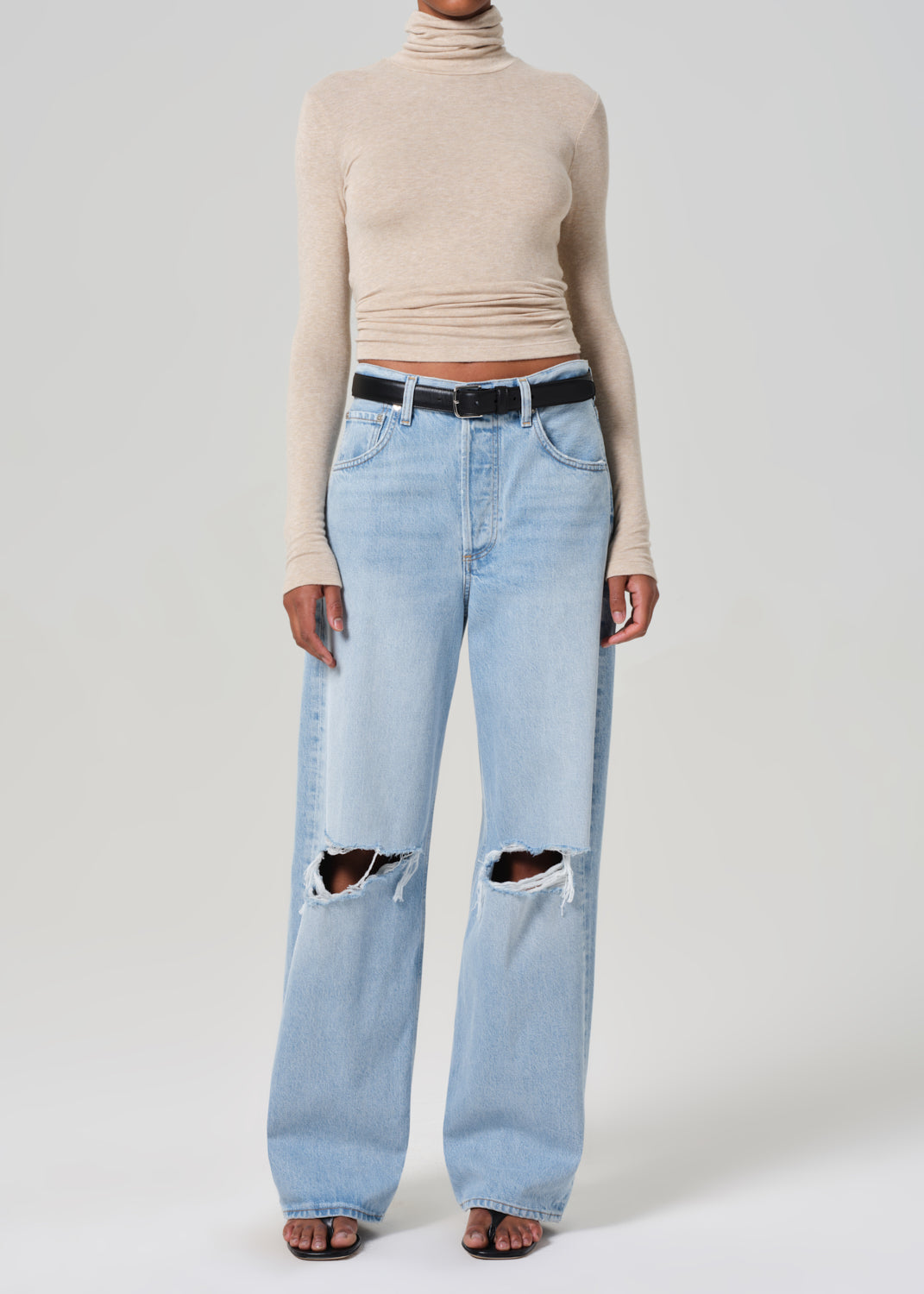 Caradene Turtleneck in Heathered Almond front