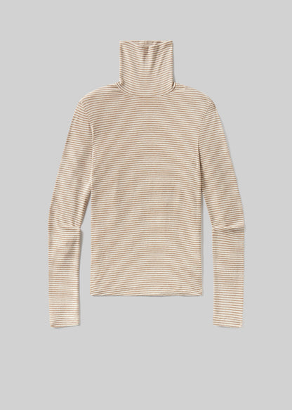 Caradene Turtleneck in Chiltern Oatmeal Stripe flat