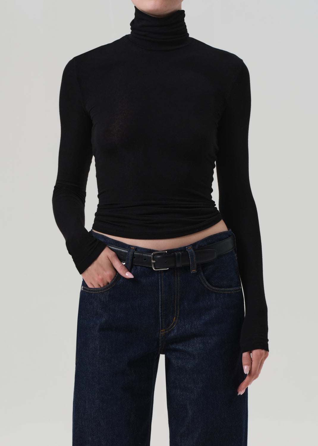 Caradene Rib Turtleneck in Black