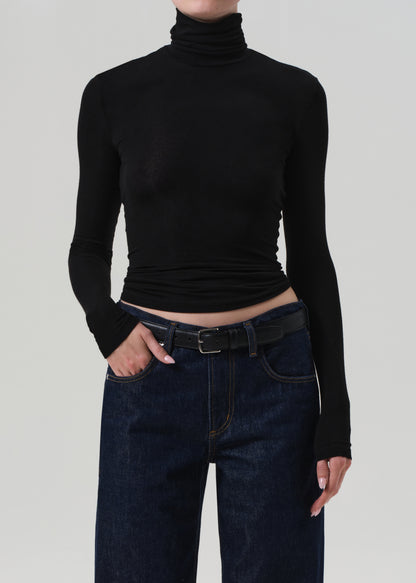Caradene Rib Turtleneck in Black