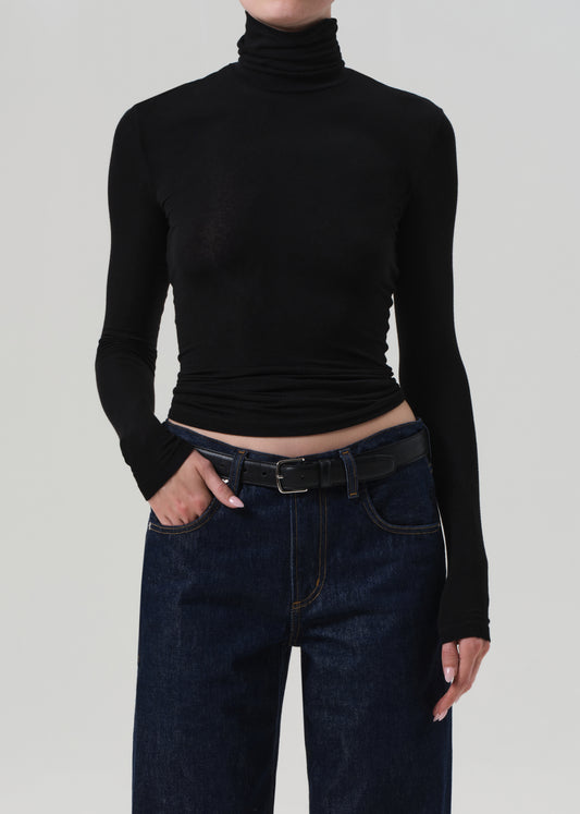Caradene Rib Turtleneck in Black