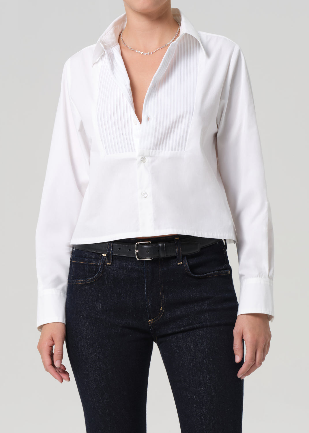 Fino Boxy Cropped Tuxedo in White