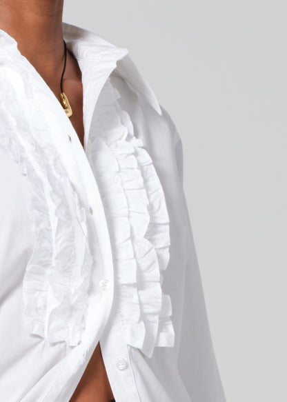 Ruffle Tuxedo Shirt in White detail