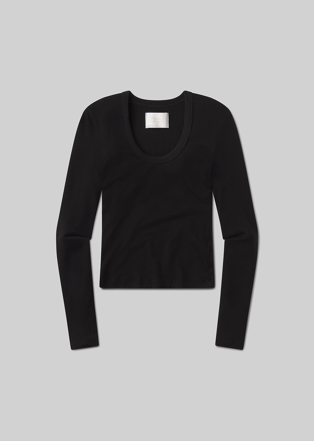 Mara U Neck Long Sleeve in Black flat