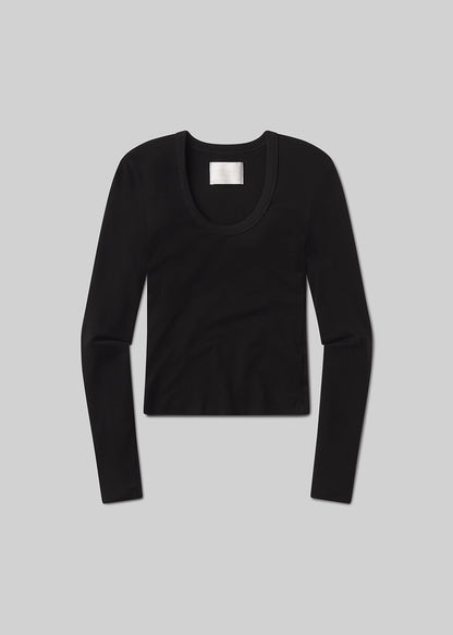 Mara U Neck Long Sleeve in Black flat