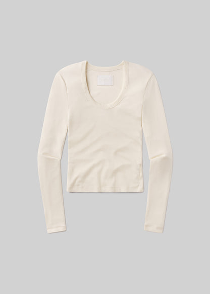 Mara U Neck Long Sleeve in Dune flat