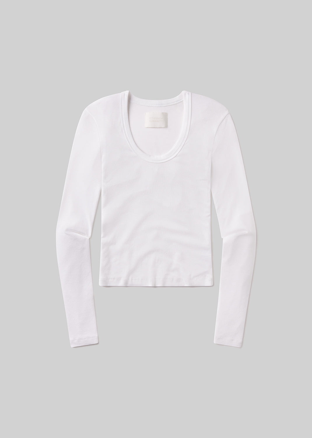 Mara U Neck Long Sleeve in White flat