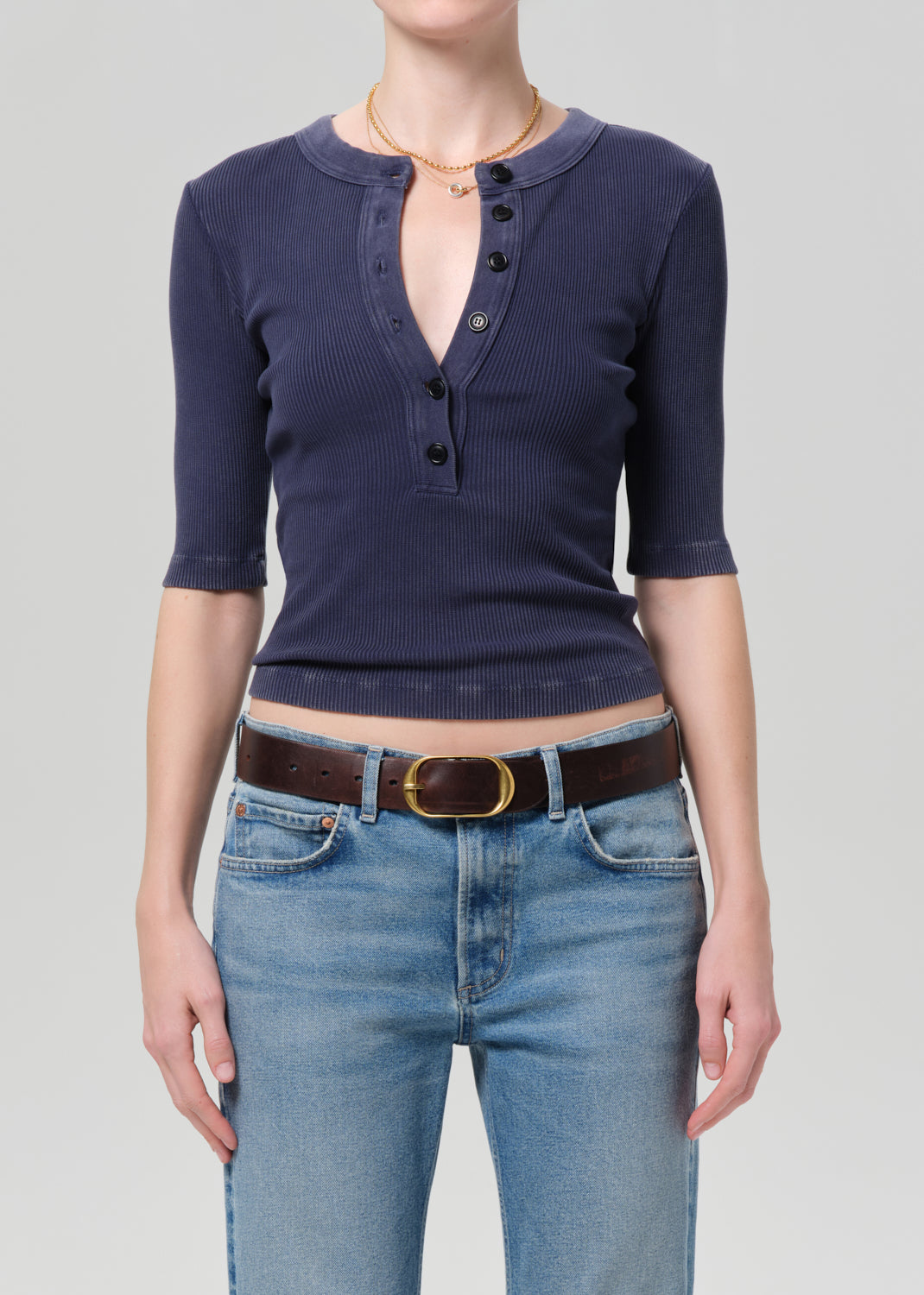 Nali Short Sleeve Henley Mineral