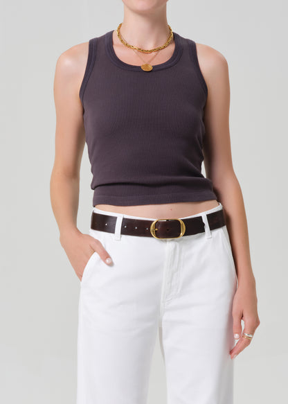 Inez Waffle Tank in Charcoal