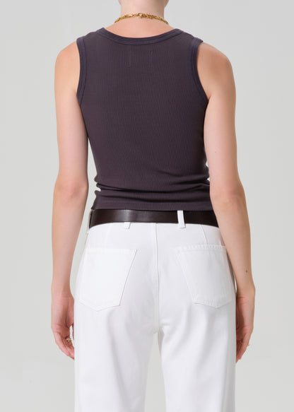 Inez Waffle Tank in Charcoal