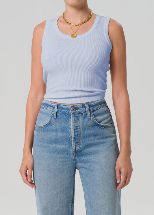 Inez Waffle Tank in Periwinkle