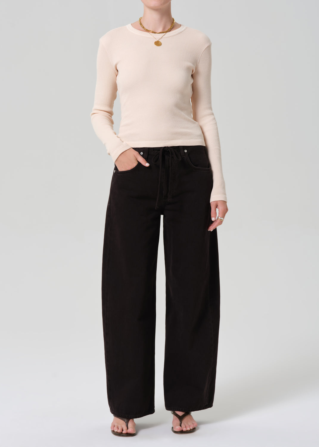 Pilar Waffle Crewneck in Shrimp