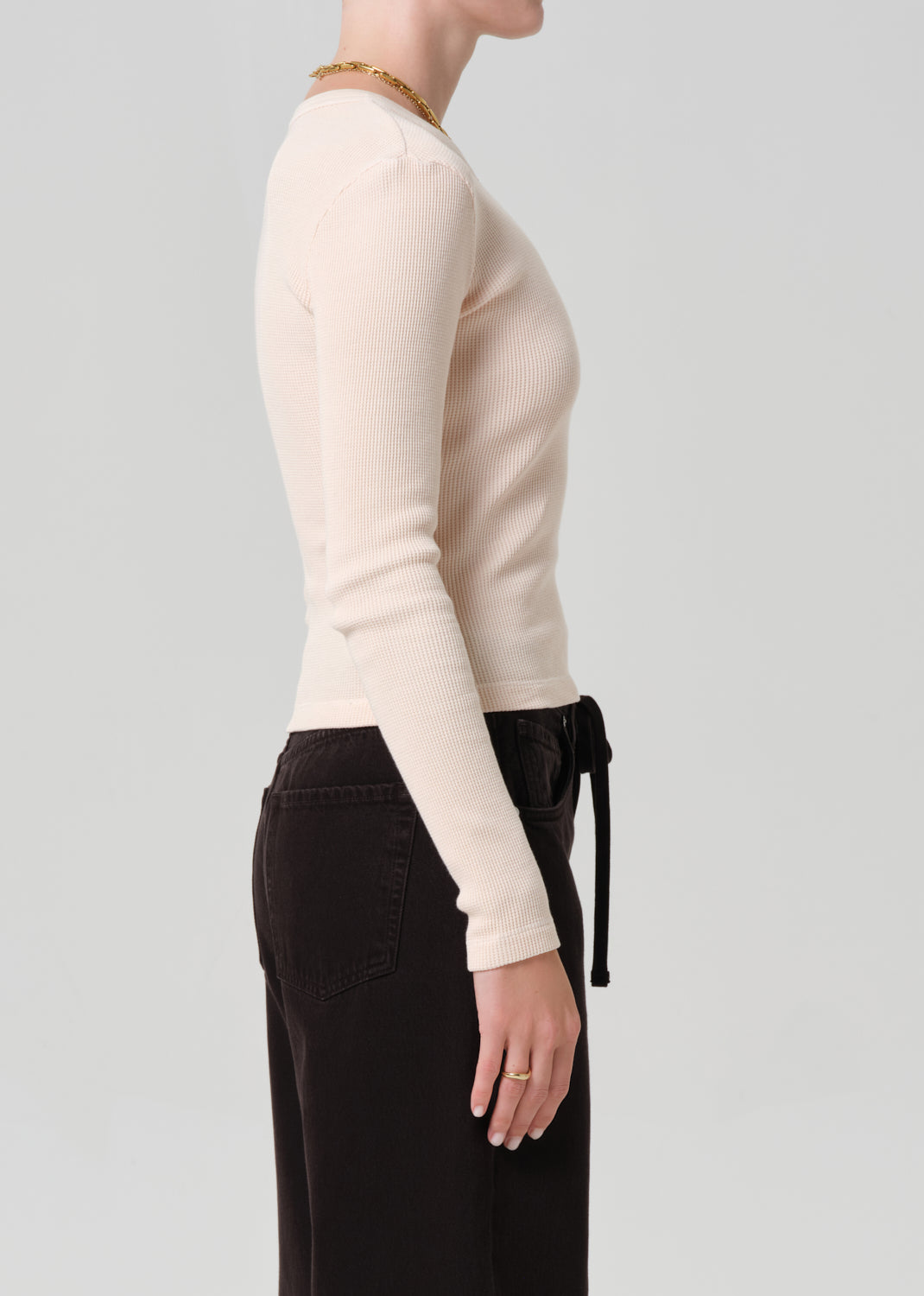 Pilar Waffle Crewneck in Shrimp