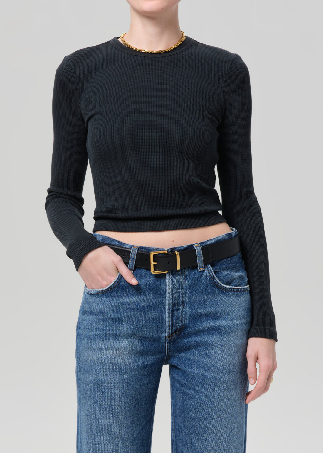 Pilar Waffle Crewneck
In Washed Black from Citizens of Humanity - $138