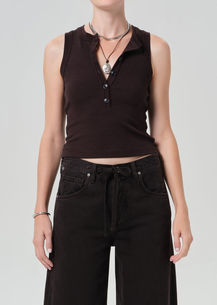 CLANE 25AW PILE FLARE TANK TOPS ブラウンサイズ2 CLANE - パイル フレアショートトップス - PILE FLARE TANK TOPS
