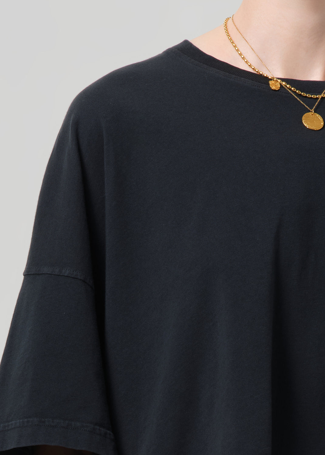 Crop Cape Tee in Washed Black