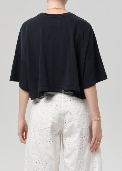 Crop Cape Tee in Washed Black