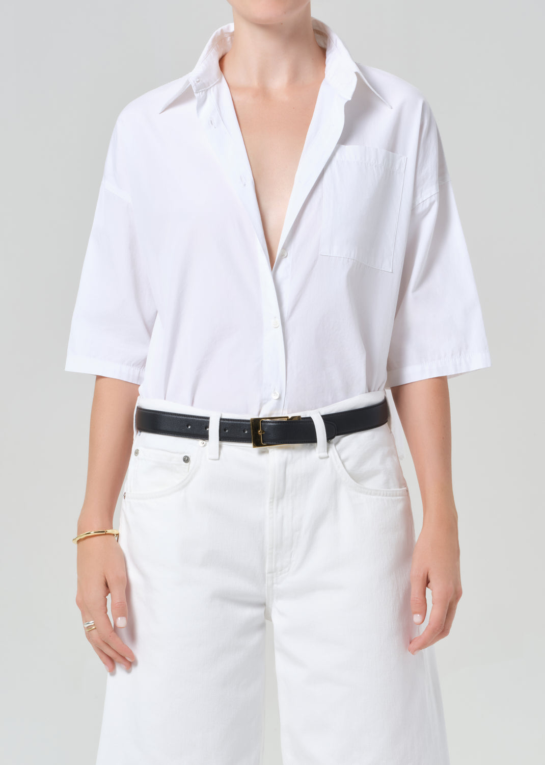 Frances Cropped Cape Button Up Optic