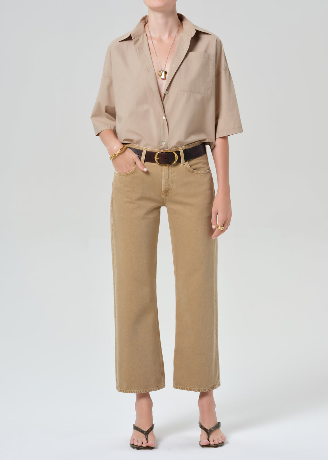 KCRANDEBOO Pleats cape shirts (Beige) Kent Button Up Shirt - Beige – The Frankie Shop