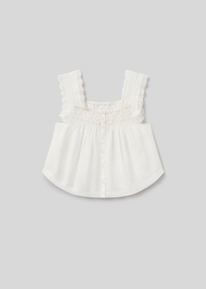 Mia Embroidered Top in White flat