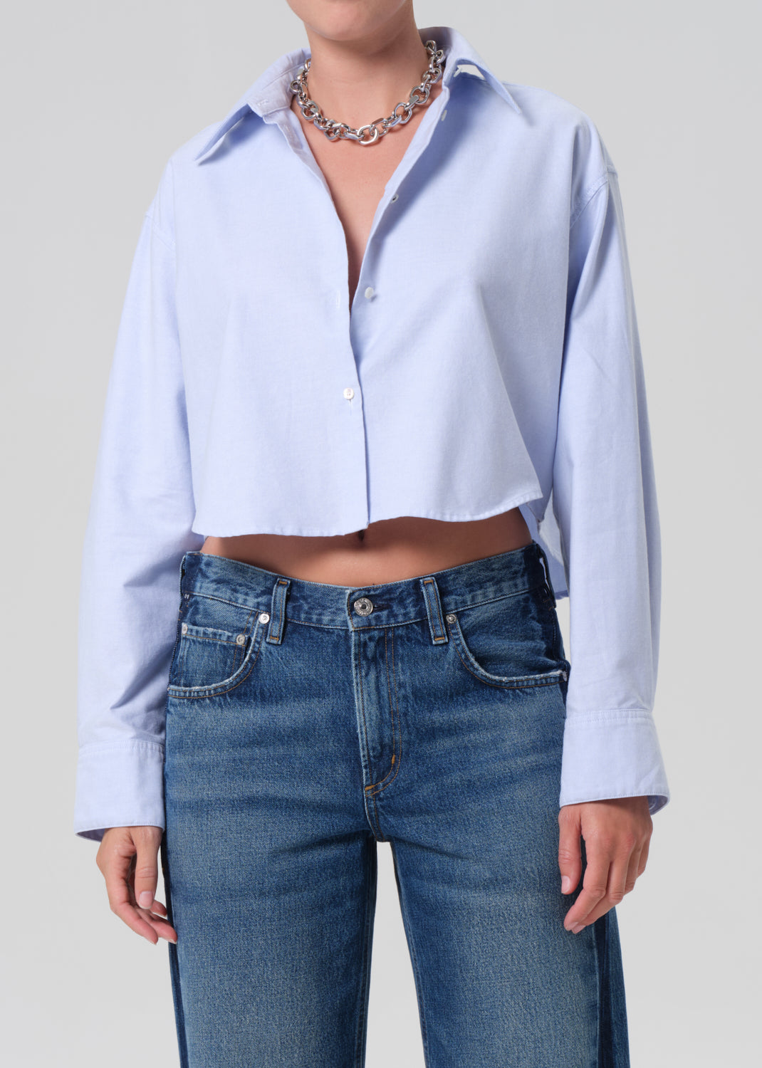 Ana Cropped Shirt in Blue