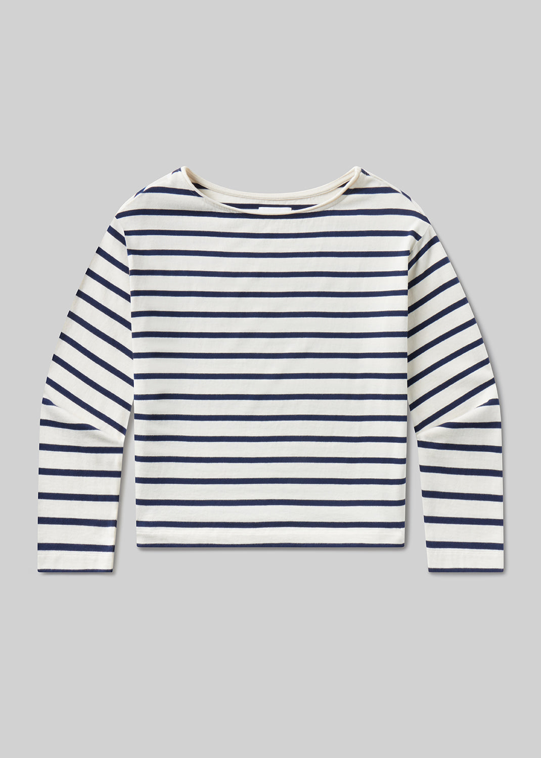 Boat Neck Long Sleeve in Marine Stripe FLAT