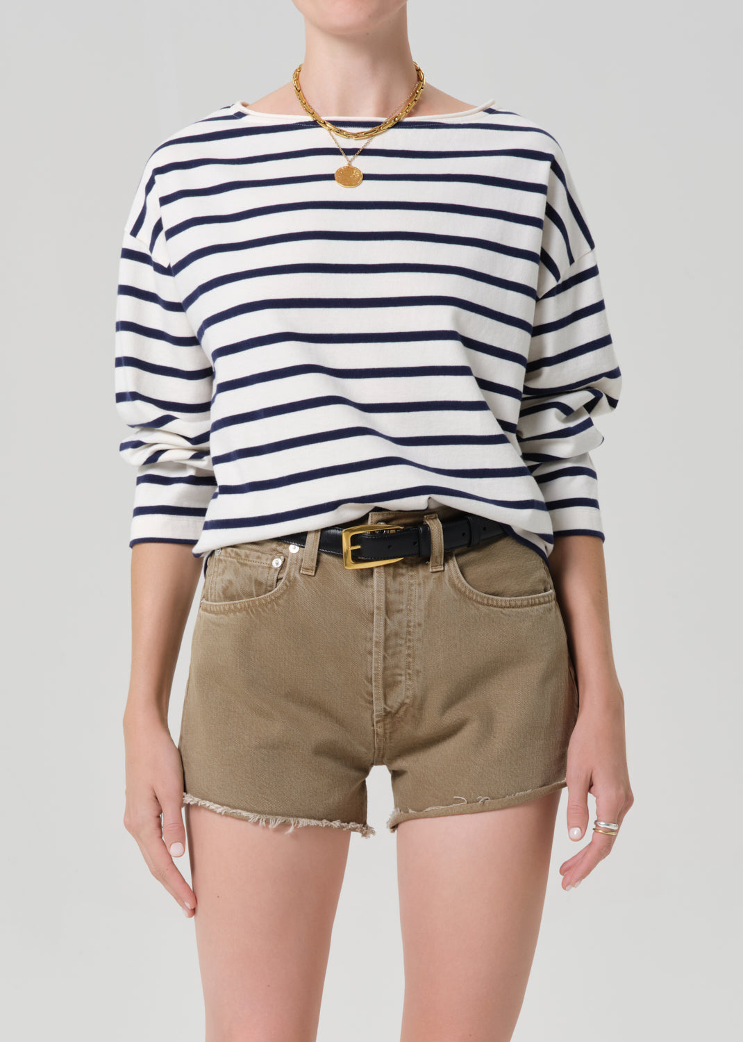 Boat Neck Long Sleeve Tee
In Marine Stripe from Citizens of Humanity - $168