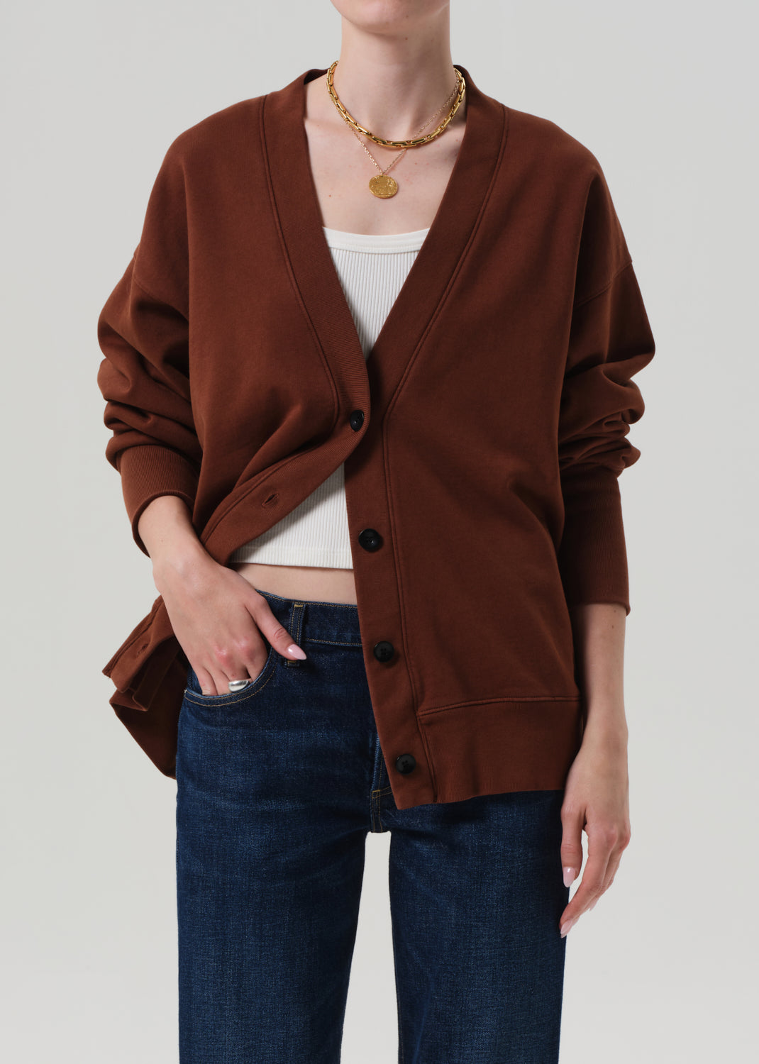 Fleece Cardigan in Chai