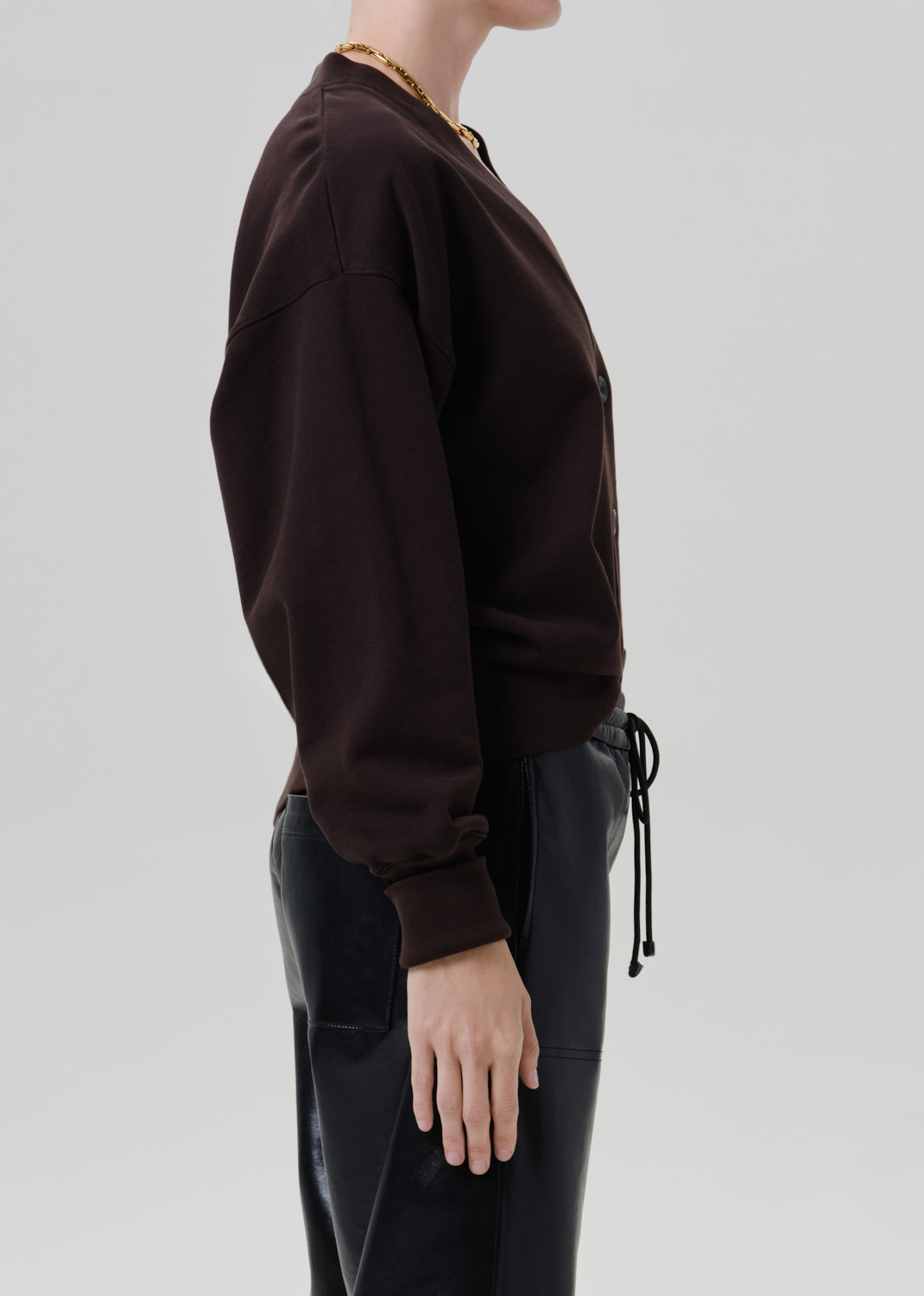 Fleece Cardigan in Chocolate