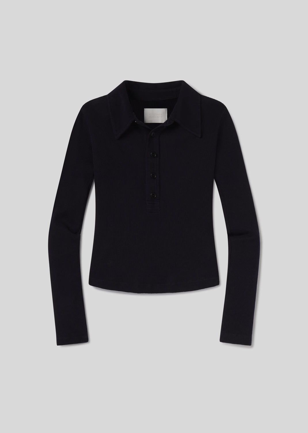 Long Sleeve 60's Polo in Navy flat