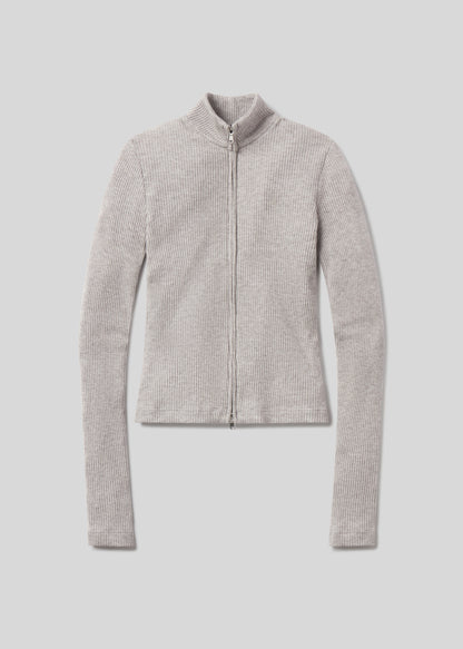 Zip Cardigan in Heather Grey flat